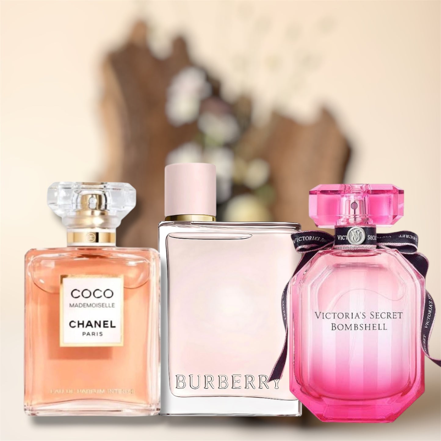 Coco Chanel 100 ml + Victoria’s Secret Bombshell 100 ml + Burberry Her 100 ml