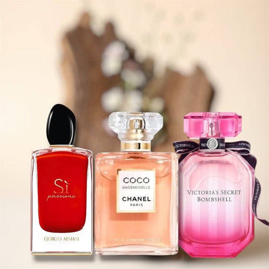 Coco Chanel 100 ml + Victoria’s Secret Bombshell 100 ml + Si 100 ml