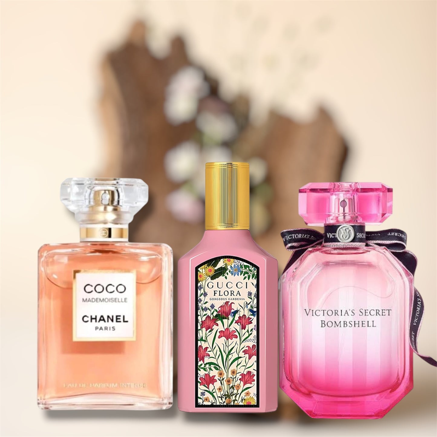 Coco Chanel 100 ml + Victoria’s Secret Bombshell 100 ml + Gucci Flora 100 ml